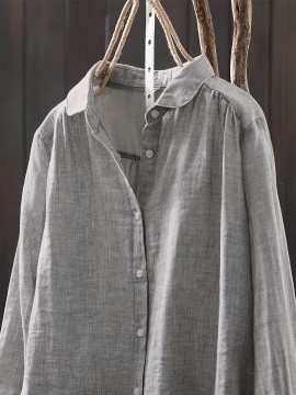 Plus Size, Vintage Long Sleeve Shirt, Casual Top