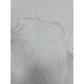 Women's Elegant Semi-Sheer Lace Blouse - Lightweight Breathable Long Sleeve Button-Up Shirt with Stand-Up Collar, Solid Color Machine Washable Plus Size Top for Spring Summer Casual & Formal Wear, Lace Shirt, Delicate Fabric Design