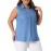 Plus Size Chambray Tops for Women Sleeveless Button Work Shirts Chambray Blouses Summer