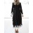 [Elegant Plus Size Dress] Elegant Plus Size Women's Long Sleeve Maxi Dress | Black & Lace Contrast, Flowy Formal/Everyday Dress with Round Neck, Machine Washable Non-See-Through Fabric for Parties, Office, Casual Outfits, Everyday Elegance, Sophisticated Style