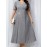 Elegant Pleated Midi Dress, Polyester 95% Spandex 5% Blend, Short Sleeve Tunic with Contrast Lapel Collar, Loose Fit Solid Color, Non-Stretch Fabric, Spring/Summer Casual Weekend Wear