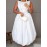 Plus Size, Women's Elegant Sleeveless Round Neck Formal Party Mini Dress - A-Line Silhouette with Flared Skirt, Machine Washable White Evening Gown for Weddings, Proms & Special Occasions, All-Season Wear