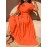 [Vibrant Dress] Vibrant Orange Plus Size Women's Elegant Long Sleeve Dress | A-Line Single-Breasted Button Front Dress with Flared Hem, Machine Washable for Resort & Casual Occasions YZ264, Flowy Fabric Gown, Lightweight Material, Curvy Fashion