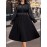 [Plus Size Elegant Dress] Plus Size, Autumn and Winter Fashion Casual Long-Sleeve Pleated Elegant Dress