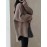 Plus Size, Women's Elegant Oversized Beige/Brown Sweater Coat - Soft Round Neck Collar Pullover, Winter Warm Blazer-like Jacket for Casual & Professional Wear, Hand Washable Fall/Winter Outerwear (No Pattern)