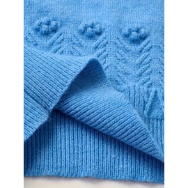 1pc Women'S Casual Crew Neck Sweater, 100% Acrylic Knit Fabric, Solid Color Pullover with Slight Stretch, All-Season Long Sleeve Sweatshirt