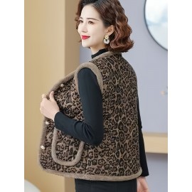 [Chinese Style Stand Collar] New Winter Plus Size Fleece-Lined Vest Cardigan Coat | Thickened Warm Comfortable, Chinese Style Stand Collar Retro Elegant Design H-Line Loose-Fit Free Floral Pattern Youthful and Stylish