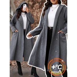 Plus Size, Autumn and Winter Loose Casual Long Thick Sweatshirt Hooded Jacket, Winter Outerwear, Cold Weather Clothing, Stylish Outerwear, Minimalist Design, Pullover Coat, Oversized Hoodie, Men’S Casual Wear, Women’S Fashion